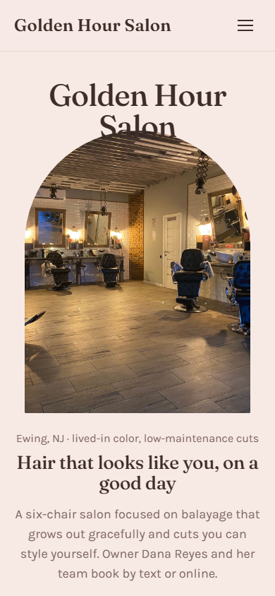 Golden Hour Salon on a phone