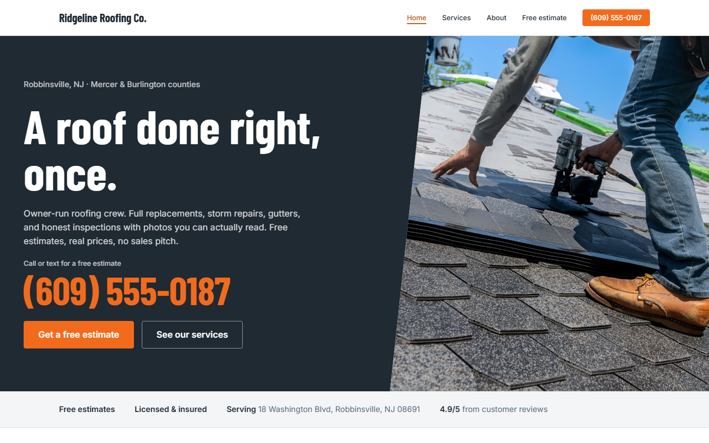 Ridgeline Roofing Co. — home page