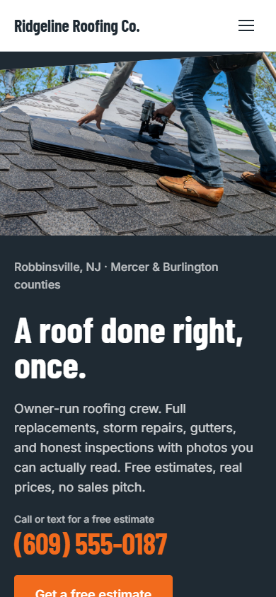 Ridgeline Roofing Co. on a phone
